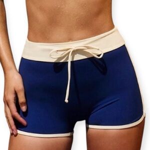 Seea Blue and Cream Swim Shorts